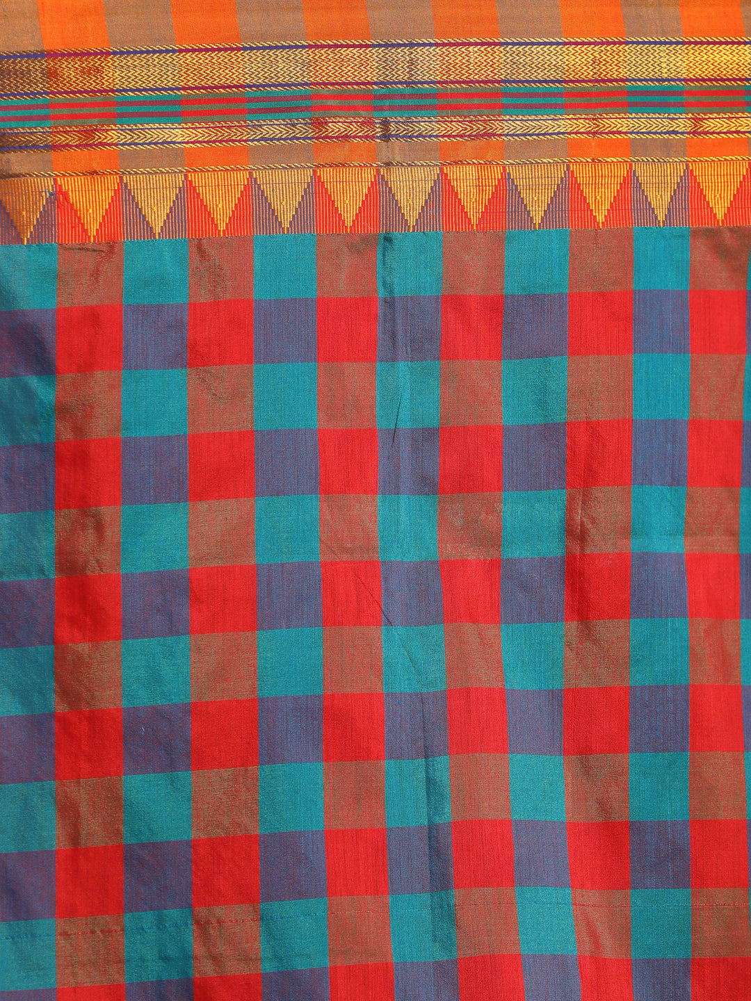 Indethnic Multi Checked Saree - Saree Detail View