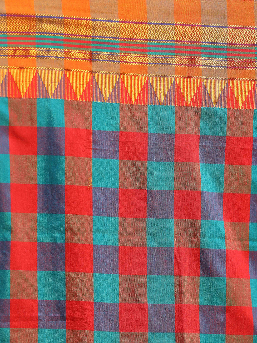 Indethnic Multi Checked Saree - Saree Detail View
