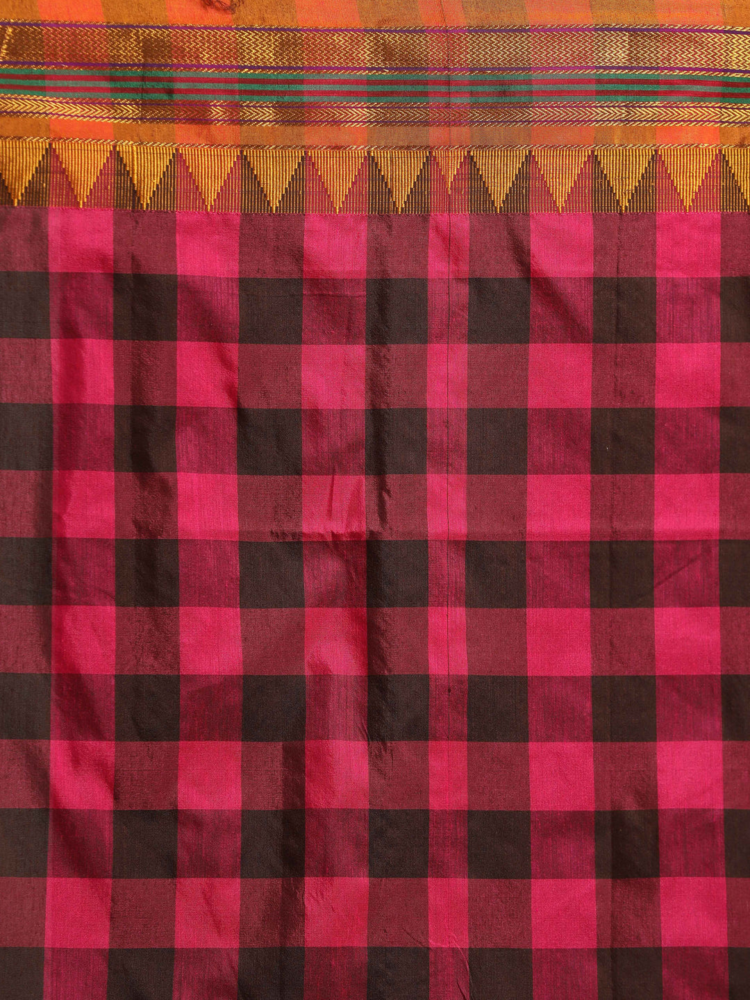 Indethnic Multi Checked Saree - Saree Detail View