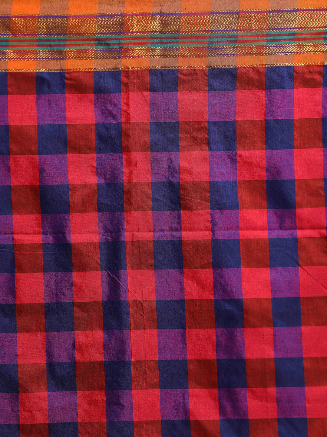 Indethnic Multi Checked Saree - Saree Detail View