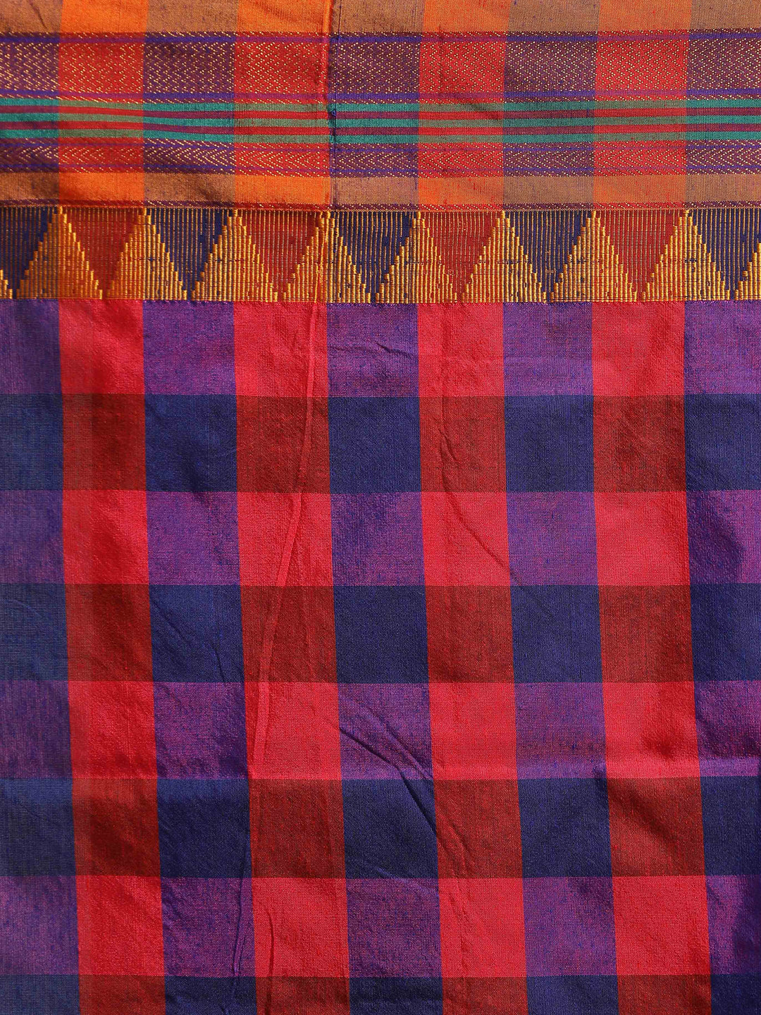 Indethnic Multi Checked Saree - Saree Detail View