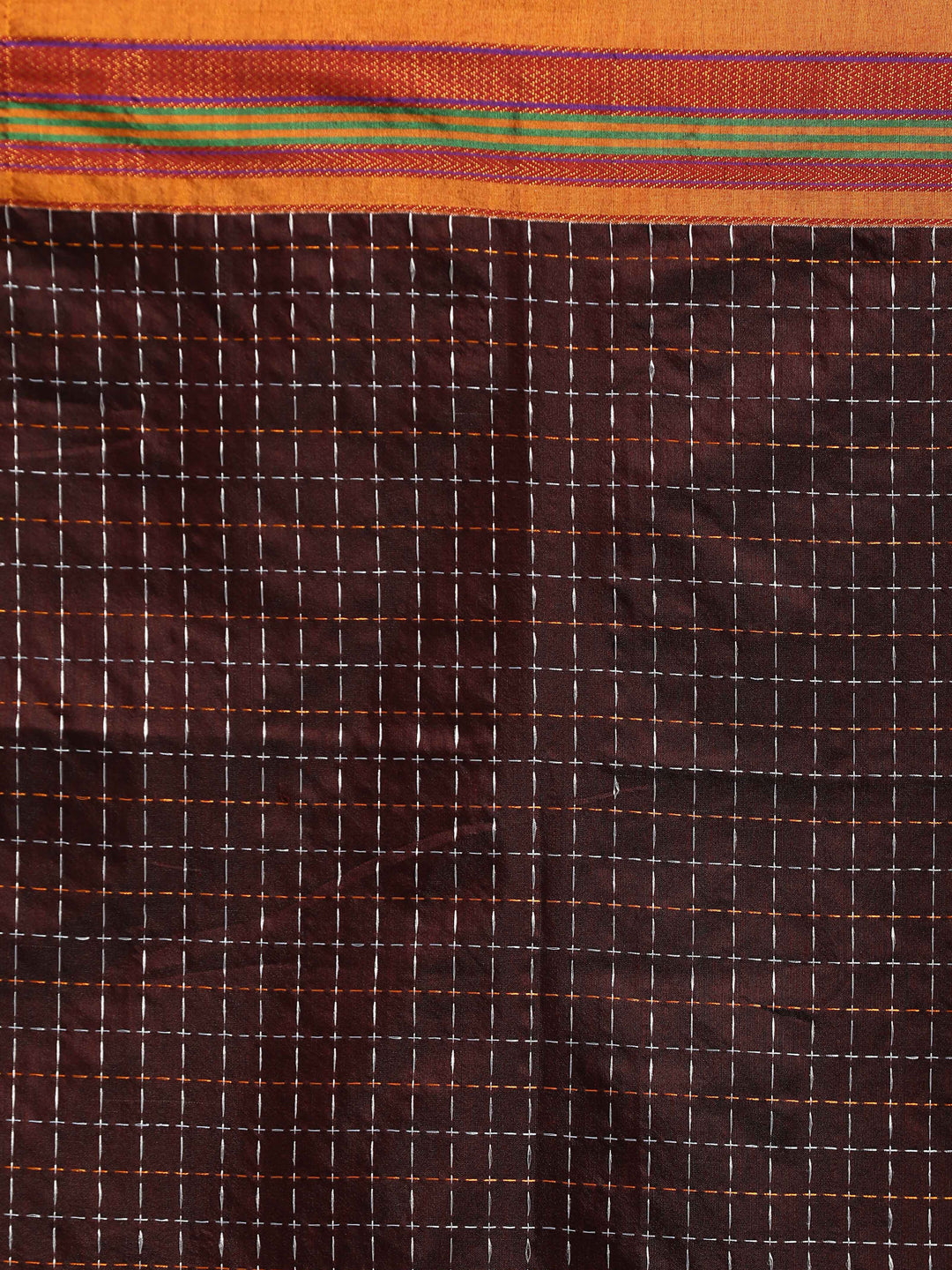 Indethnic Chocolate Woven Design Saree - Saree Detail View