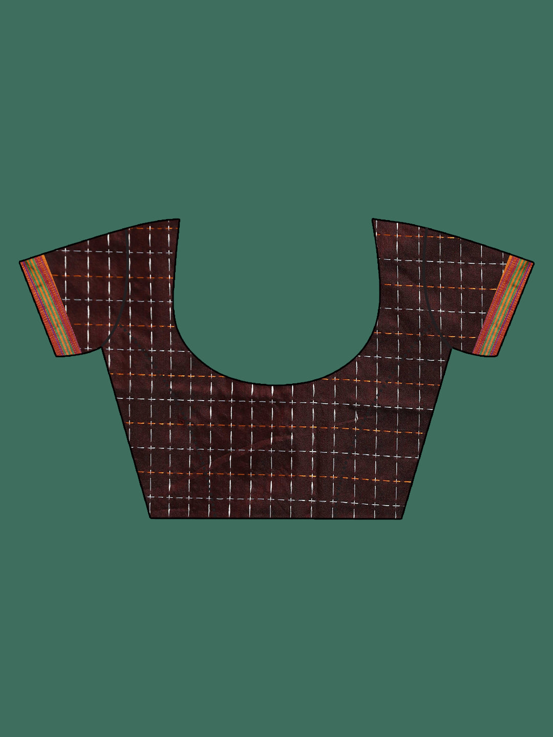 Indethnic Chocolate Woven Design Saree - Blouse Piece View
