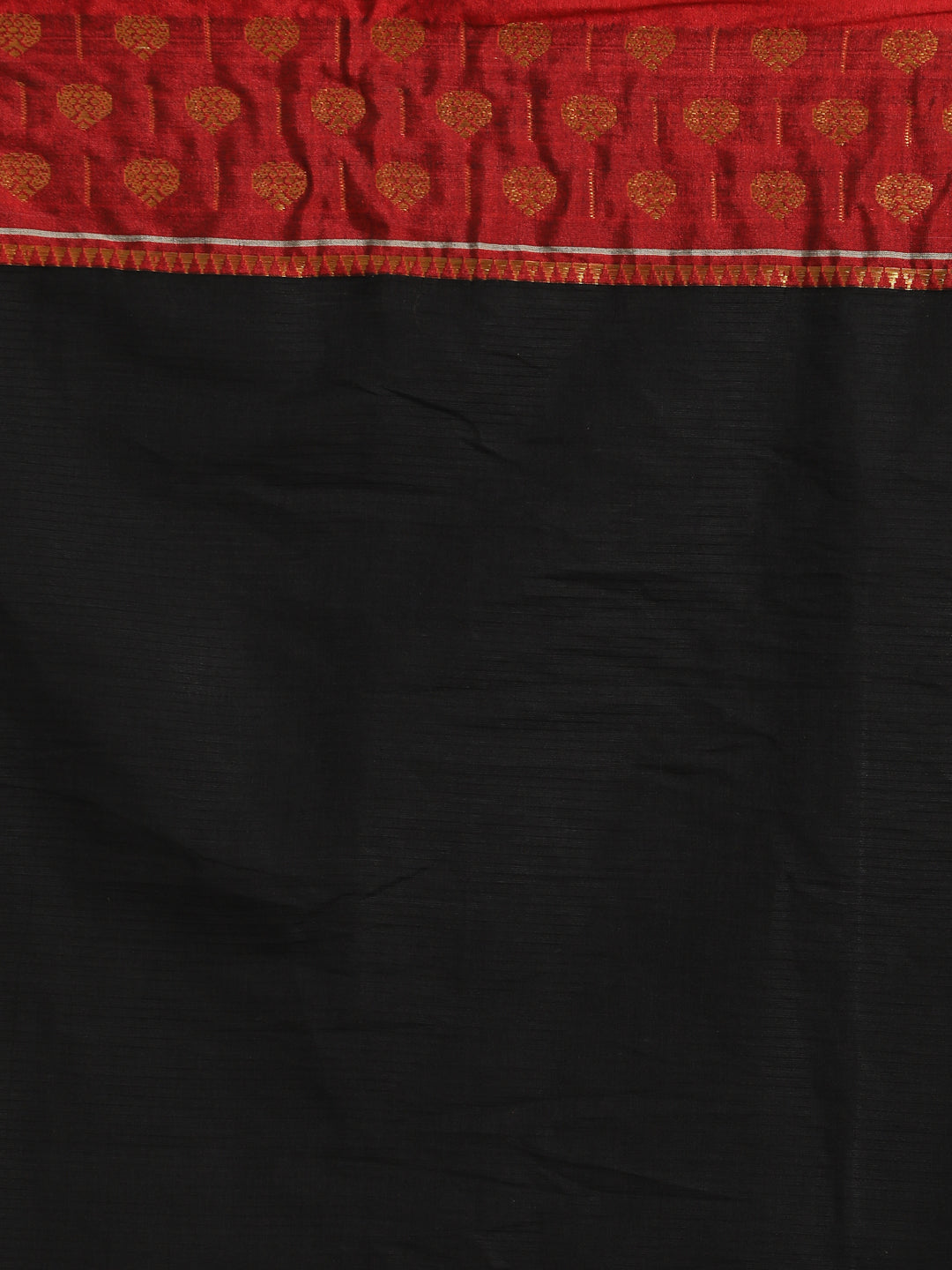 Indethnic Black Pure Cotton Solid Saree - Saree Detail View