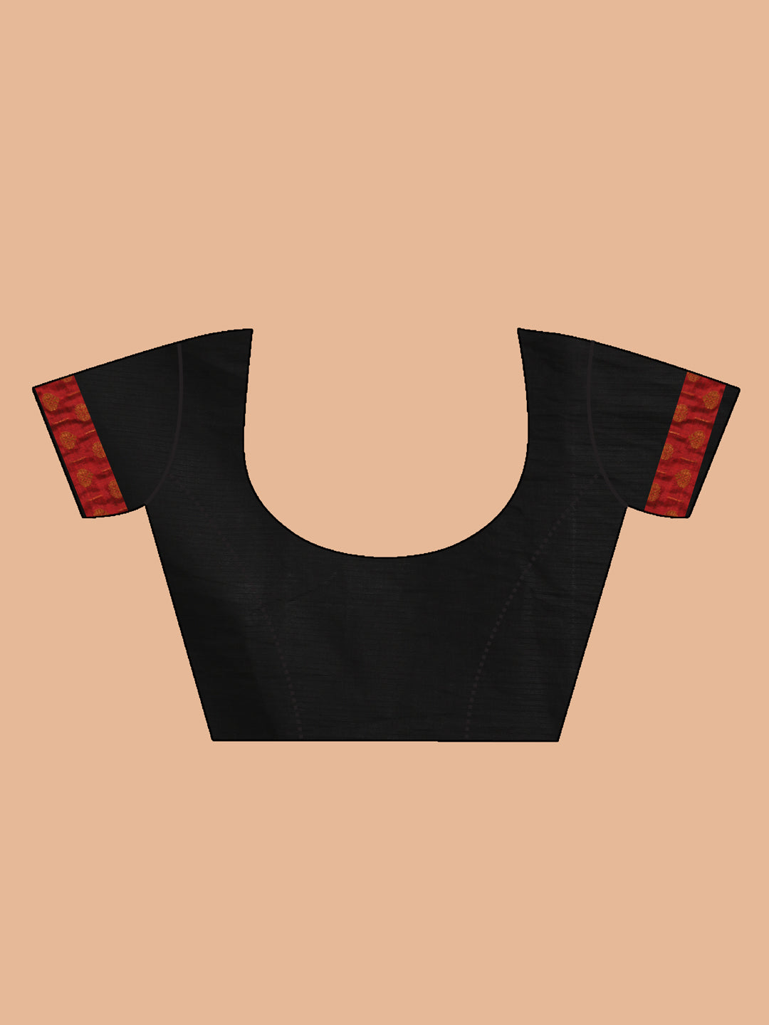 Indethnic Black Pure Cotton Solid Saree - Blouse Piece View