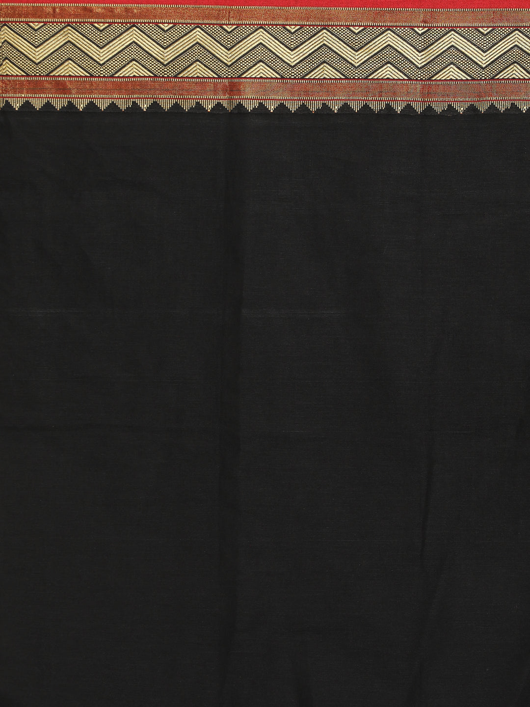 Indethnic Black Pure Cotton Solid Saree - Saree Detail View