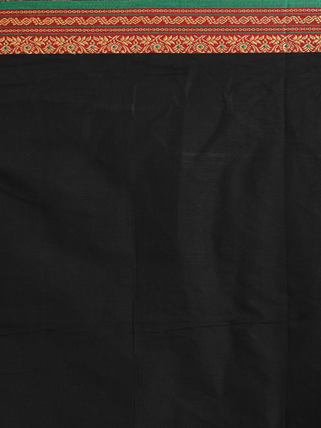 Indethnic Black Pure Cotton Solid Saree - Saree Detail View