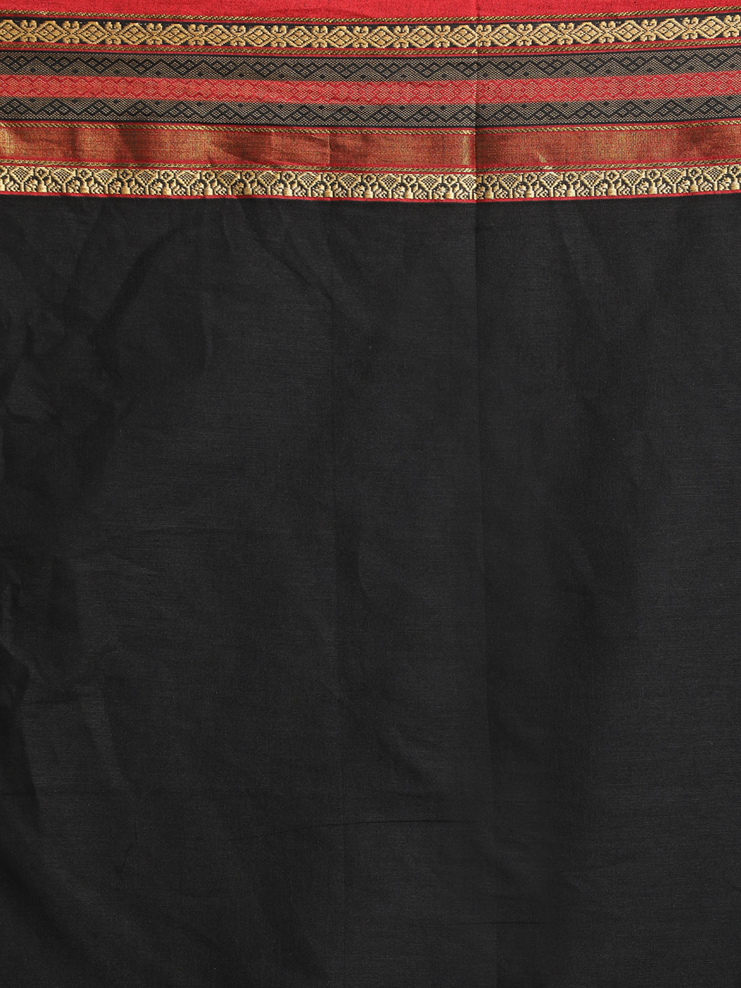 Indethnic Black Pure Cotton Solid Saree - Saree Detail View