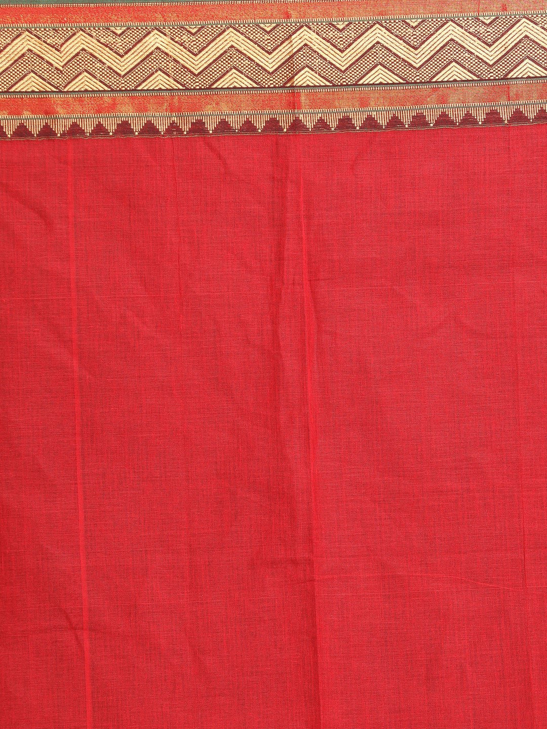 Indethnic Red Pure Cotton Solid Saree - Saree Detail View