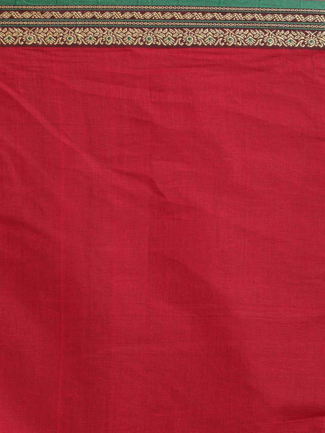 Indethnic Red Pure Cotton Solid Saree - Saree Detail View