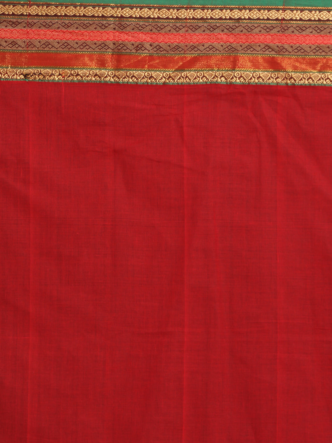 Indethnic Red Pure Cotton Solid Saree - Saree Detail View