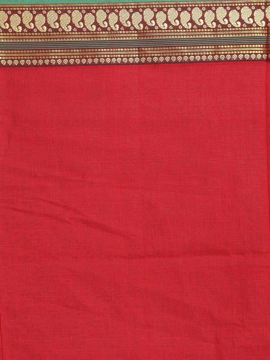 Indethnic Red Pure Cotton Solid Saree - Saree Detail View