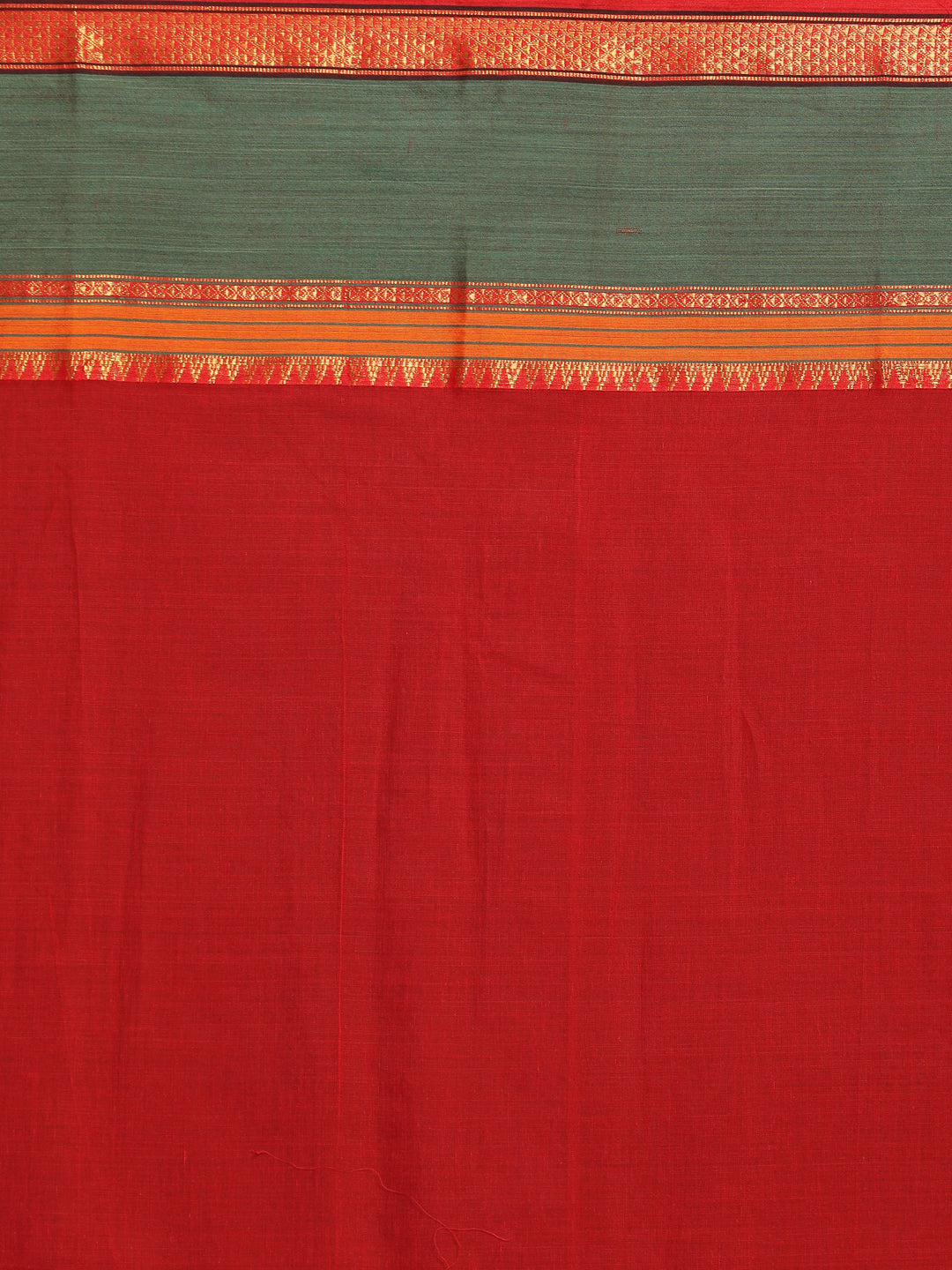 Indethnic Red Pure Cotton Solid Saree - Saree Detail View