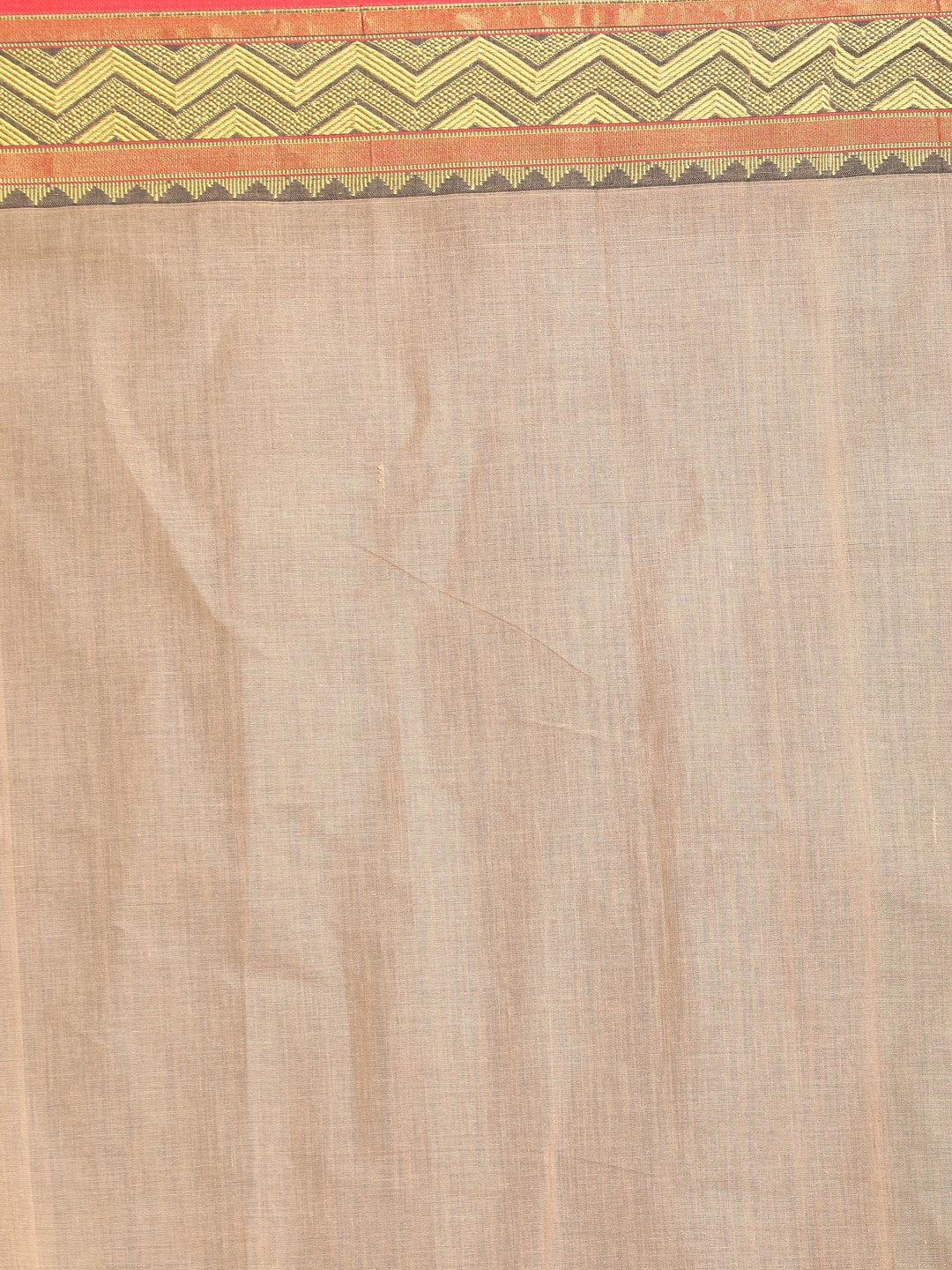 Indethnic Beige Pure Cotton Solid Saree - Saree Detail View