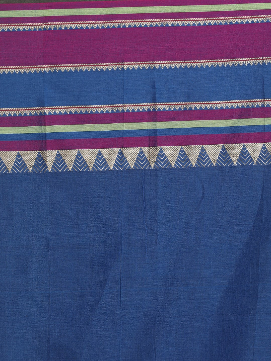 Indethnic Blue Pure Cotton Solid Saree - Saree Detail View