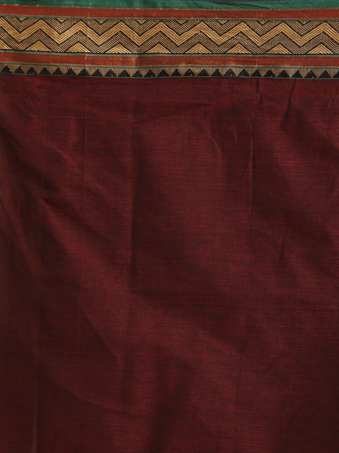 Indethnic Brown Pure Cotton Solid Saree - Saree Detail View