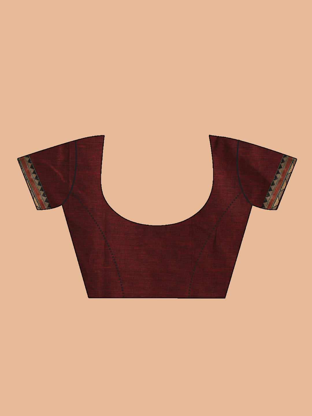 Indethnic Brown Pure Cotton Solid Saree - Blouse Piece View