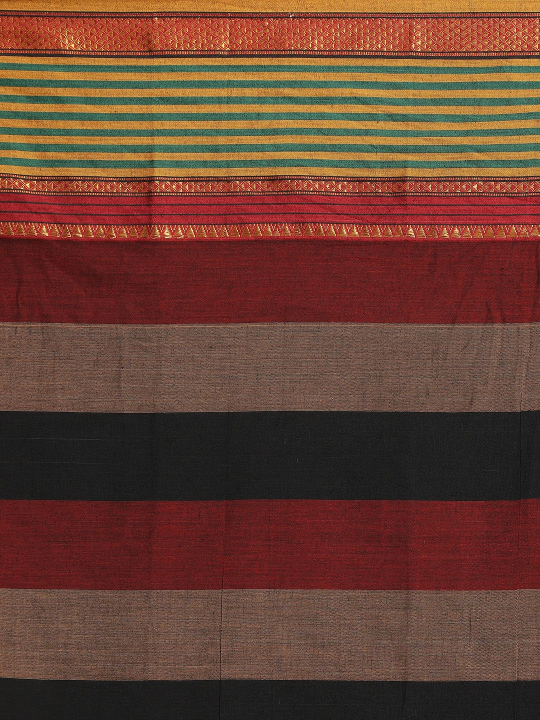Indethnic Brown Pure Cotton Solid Saree - Saree Detail View
