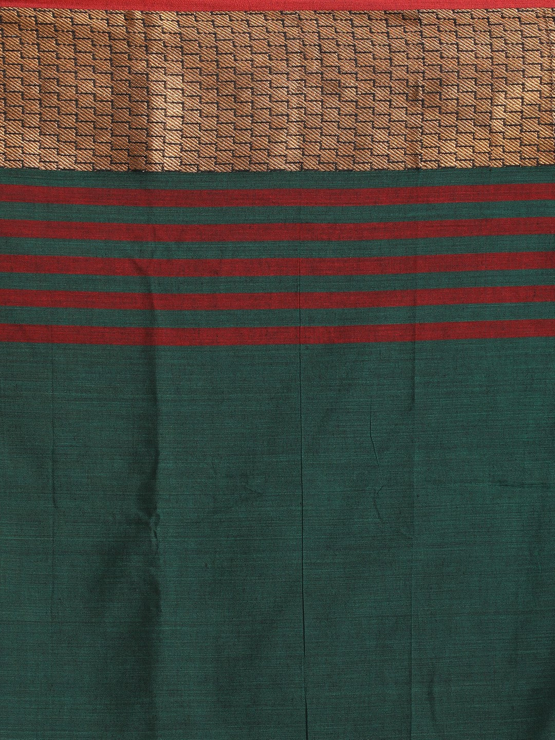 Indethnic Green Pure Cotton Solid Saree - Saree Detail View