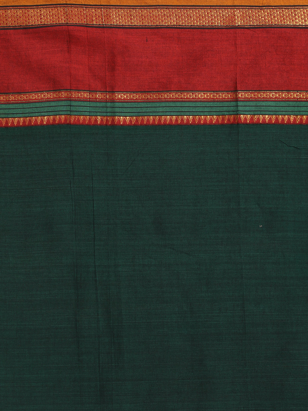 Indethnic Green Pure Cotton Solid Saree - Saree Detail View