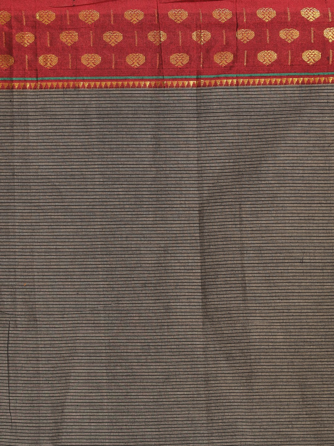 Indethnic Grey Pure Cotton Solid Saree - Saree Detail View