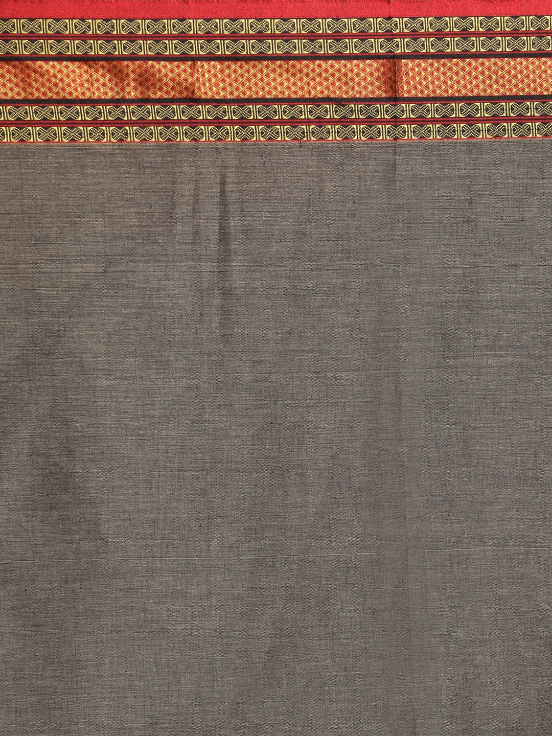 Indethnic Grey Pure Cotton Solid Saree - Saree Detail View