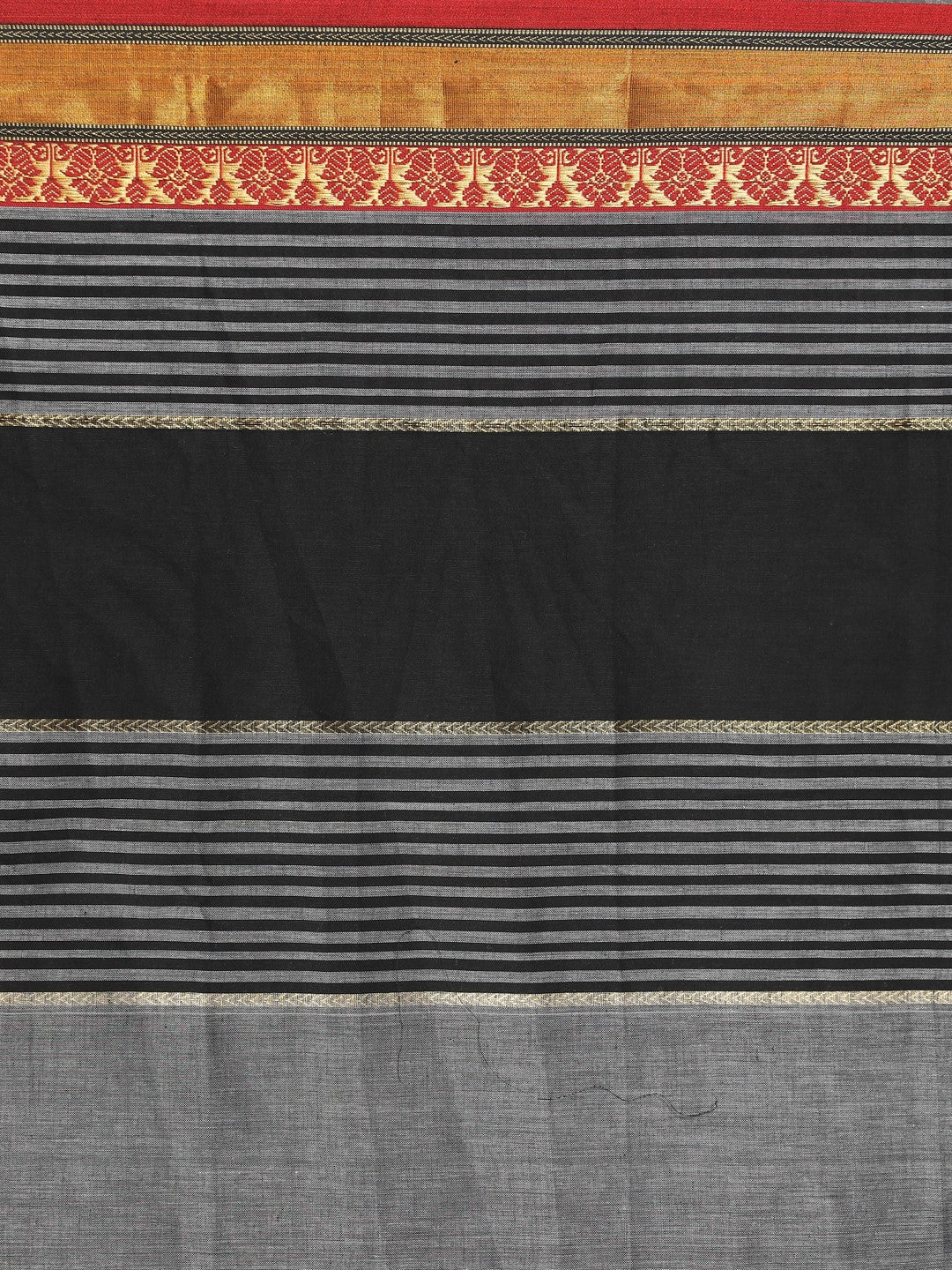 Indethnic Grey Pure Cotton Woven Design Saree - Saree Detail View