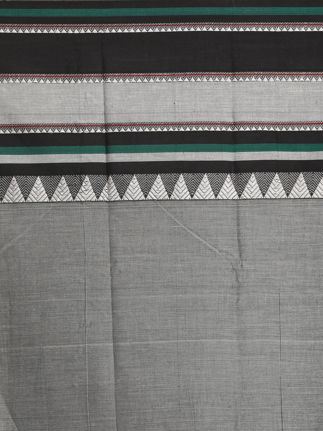 Indethnic Grey Pure Cotton Solid Saree - Saree Detail View