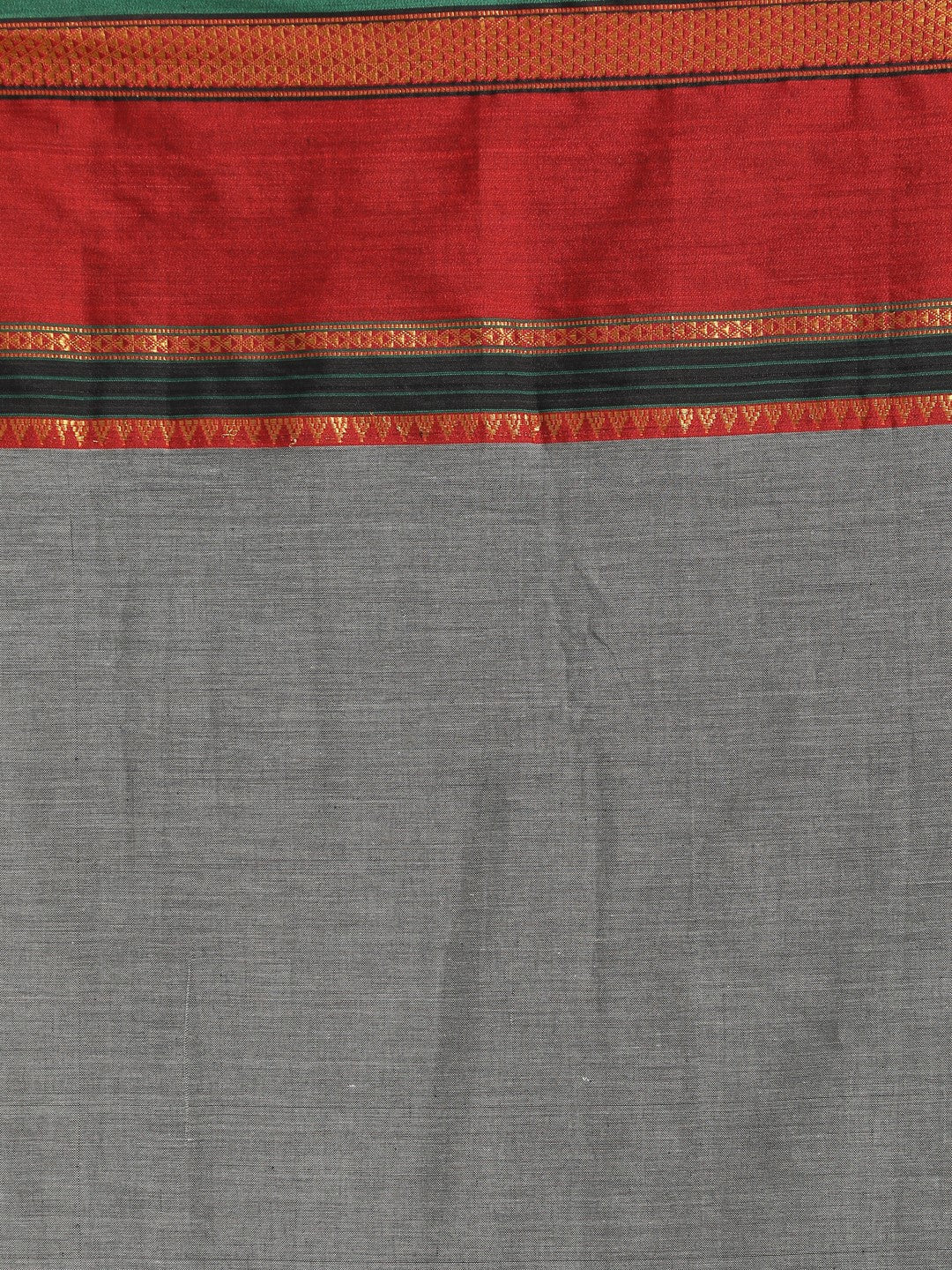 Indethnic Grey Pure Cotton Solid Saree - Saree Detail View