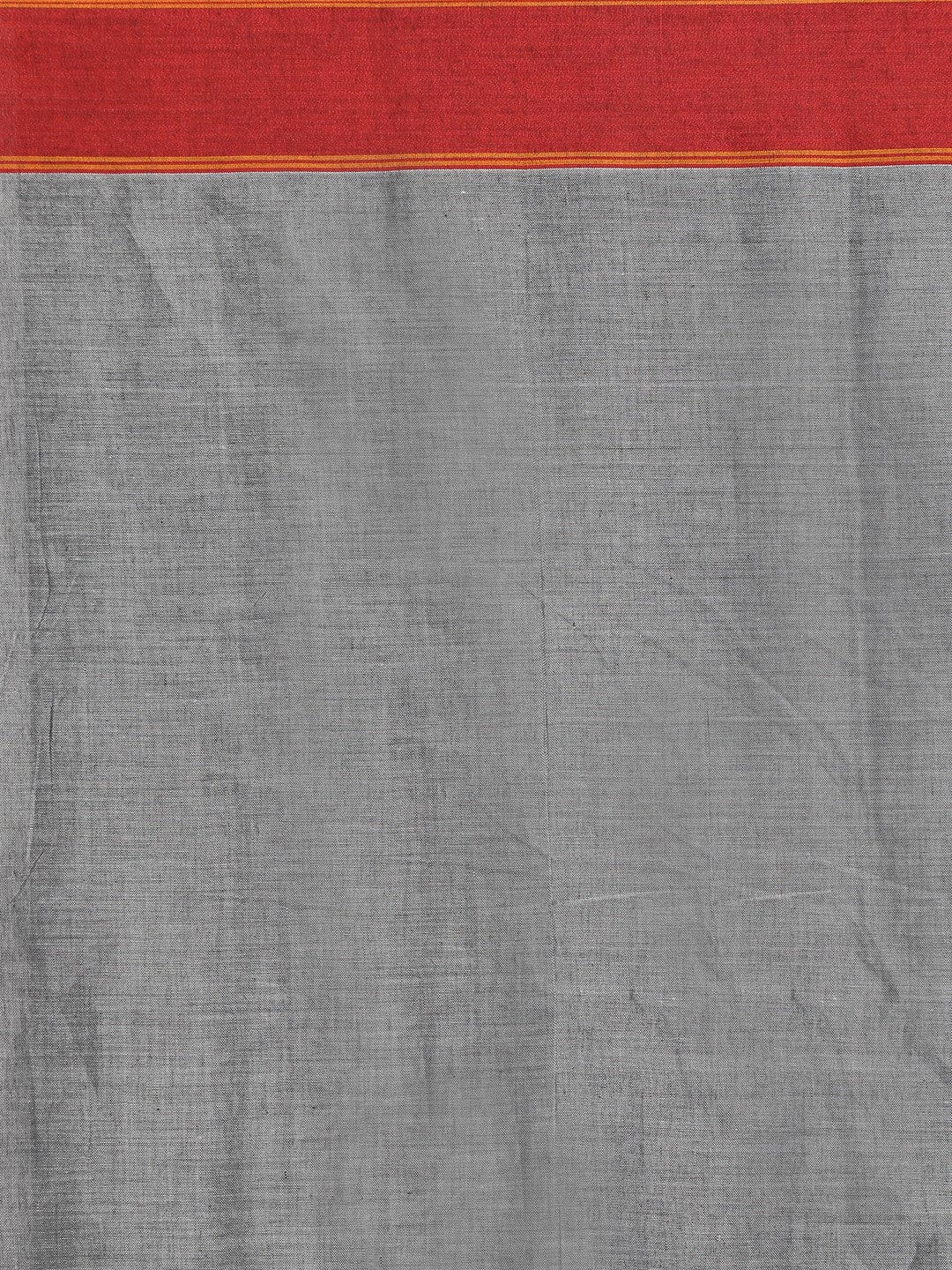 Indethnic Grey Pure Cotton Solid Saree - Saree Detail View