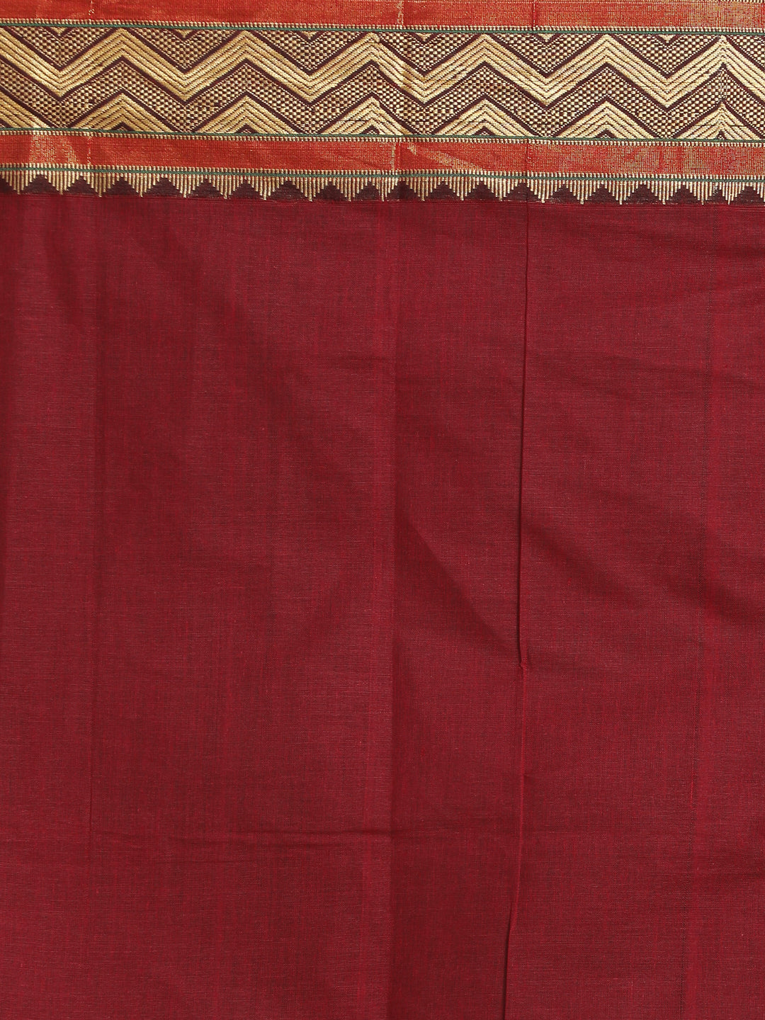 Indethnic Maroon Pure Cotton Solid Saree - Saree Detail View