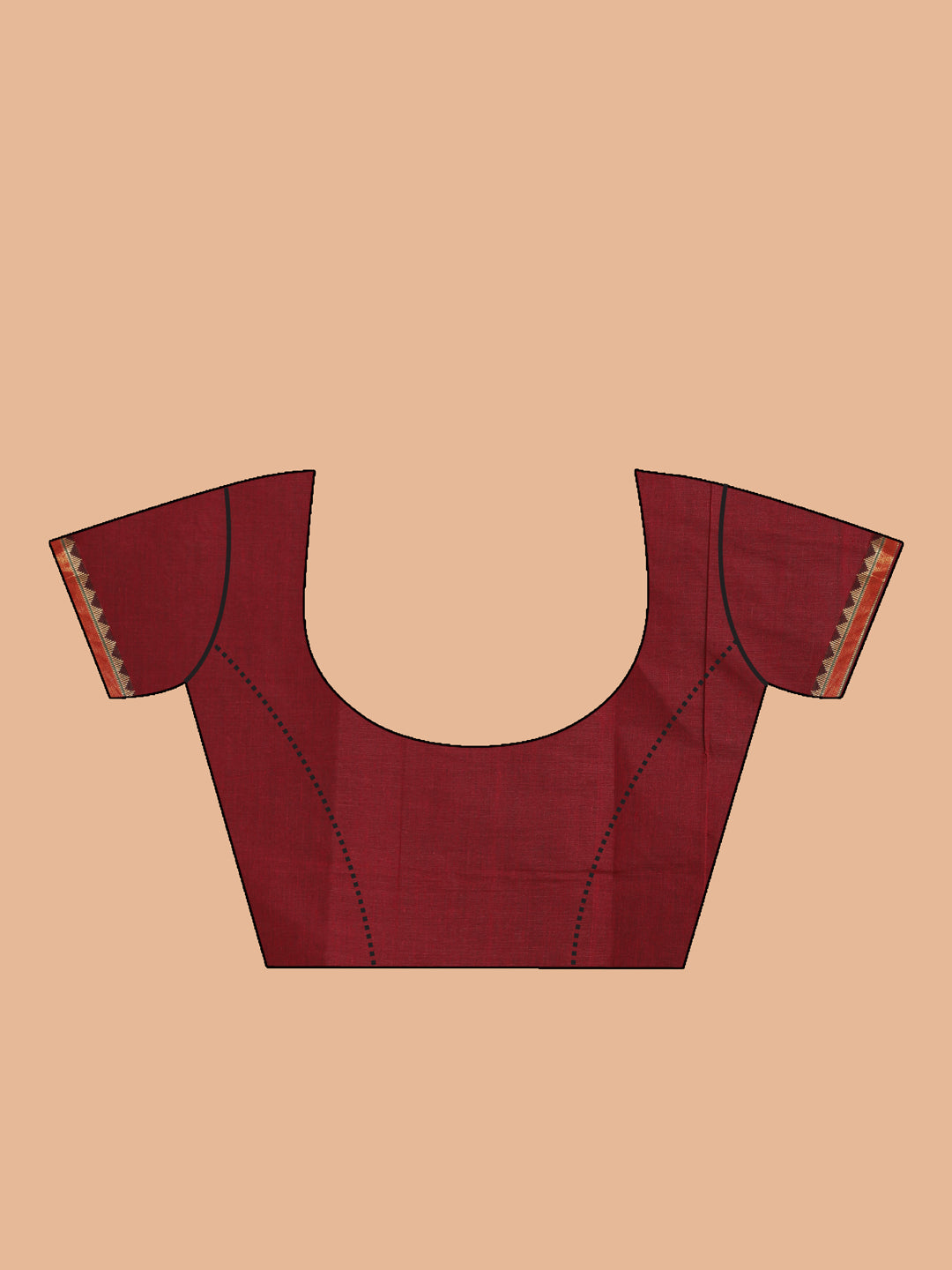 Indethnic Maroon Pure Cotton Solid Saree - Blouse Piece View