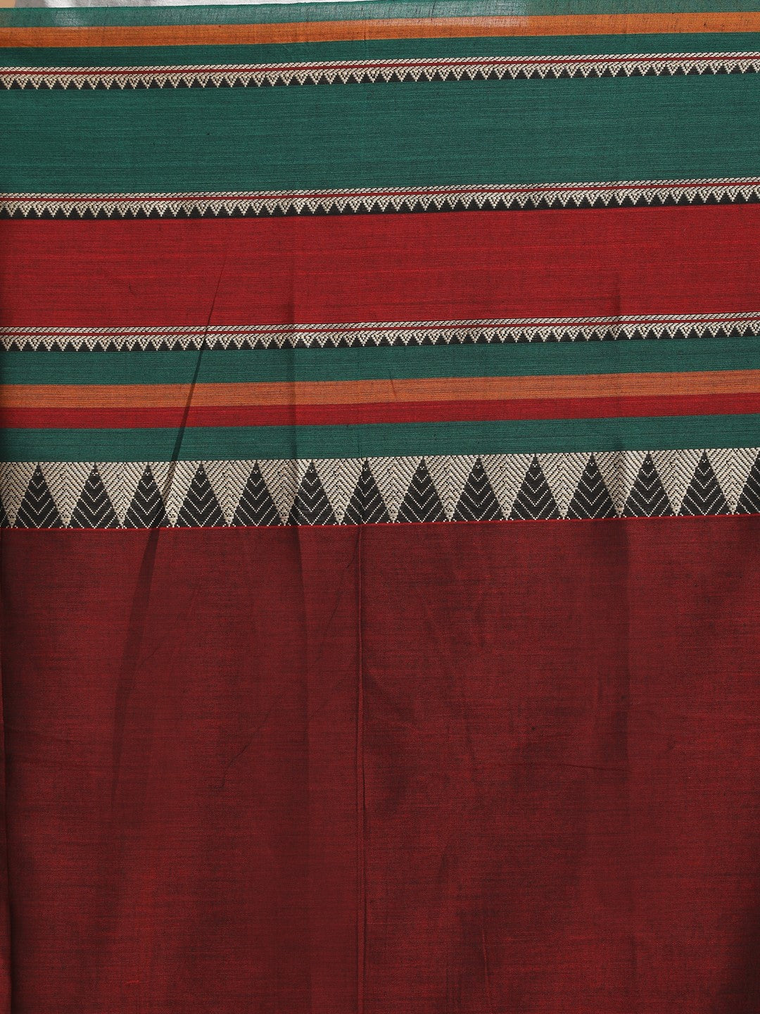 Indethnic Maroon Pure Cotton Solid Saree - Saree Detail View