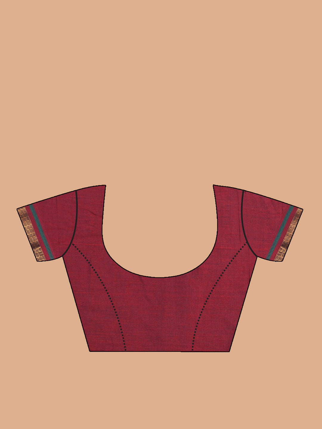 Indethnic Maroon Pure Cotton Solid Saree - Blouse Piece View