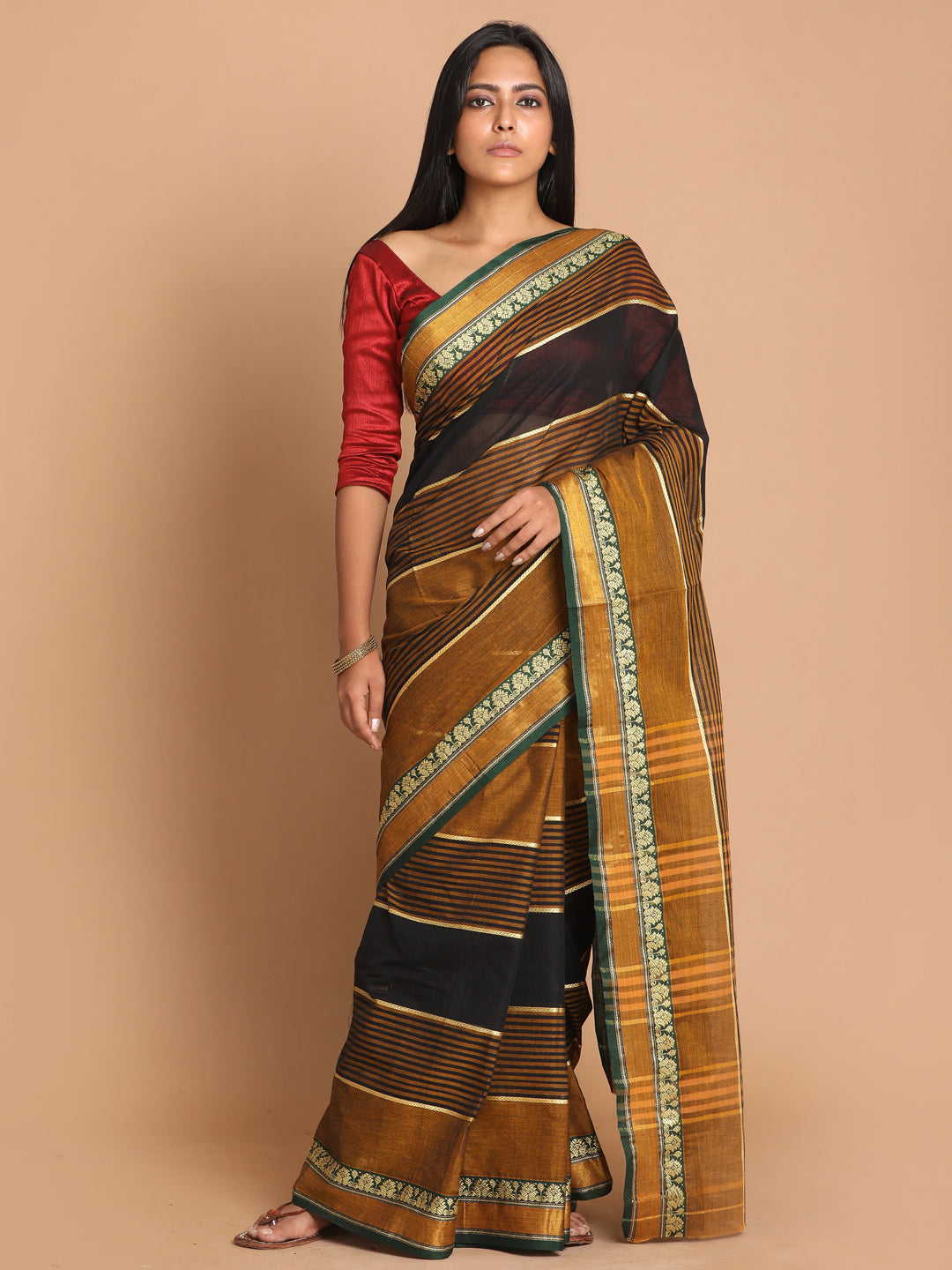 Floral Woven Design Jacquard Silk Saree For Women – Cygnus Fashion