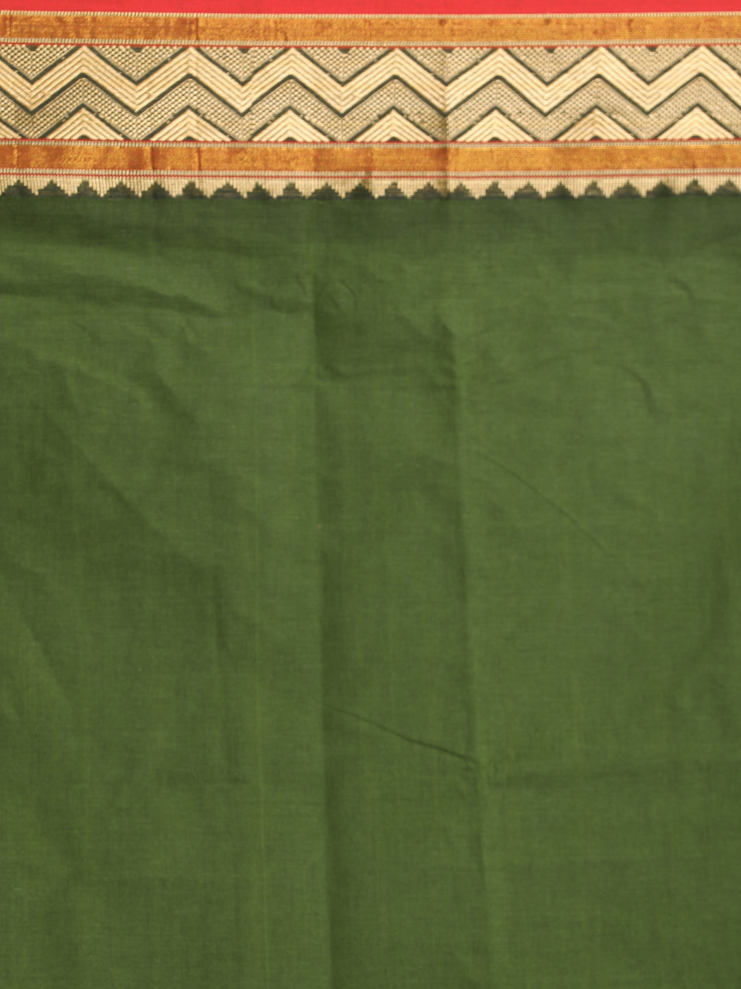 Indethnic Olive Pure Cotton Solid Saree - Saree Detail View