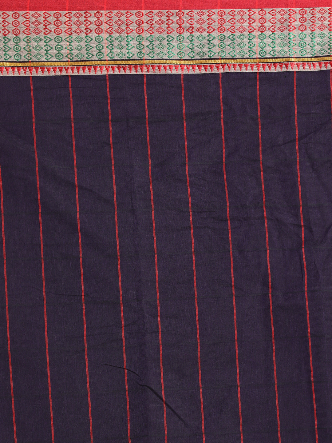 Indethnic Purple Pure Cotton Checked Saree - Saree Detail View