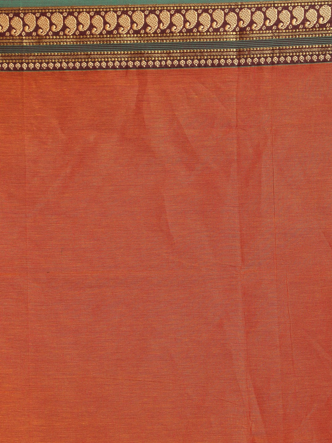Indethnic Rust Pure Cotton Solid Saree - Saree Detail View
