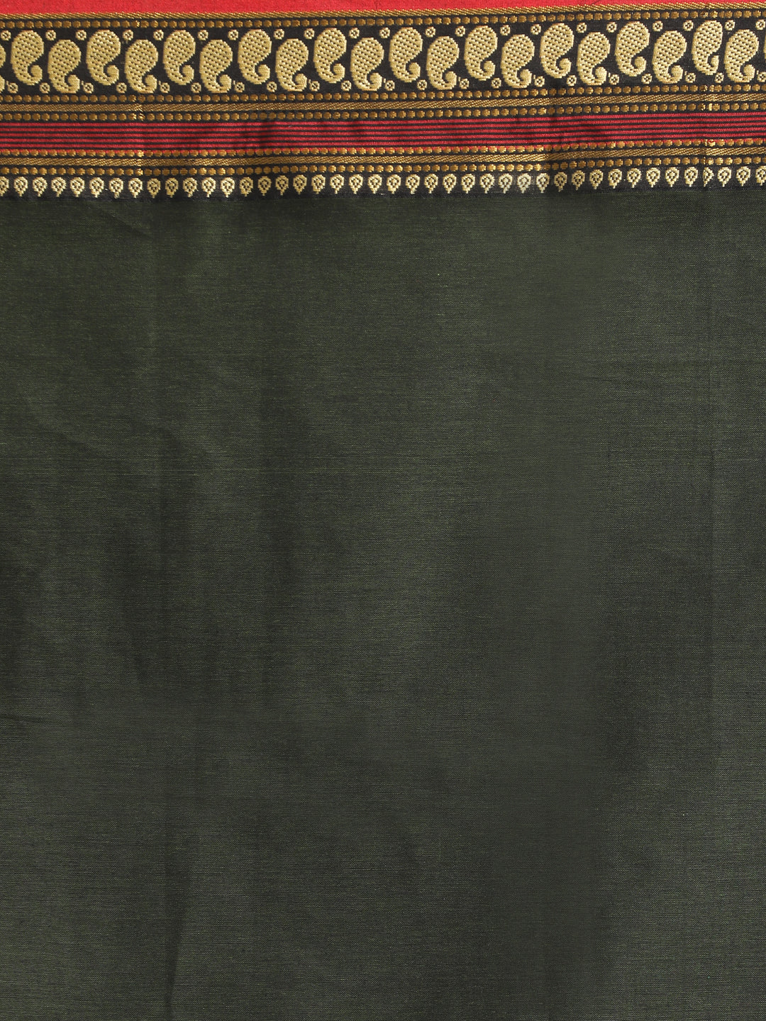 Indethnic Sea Green Pure Cotton Solid Saree - Saree Detail View