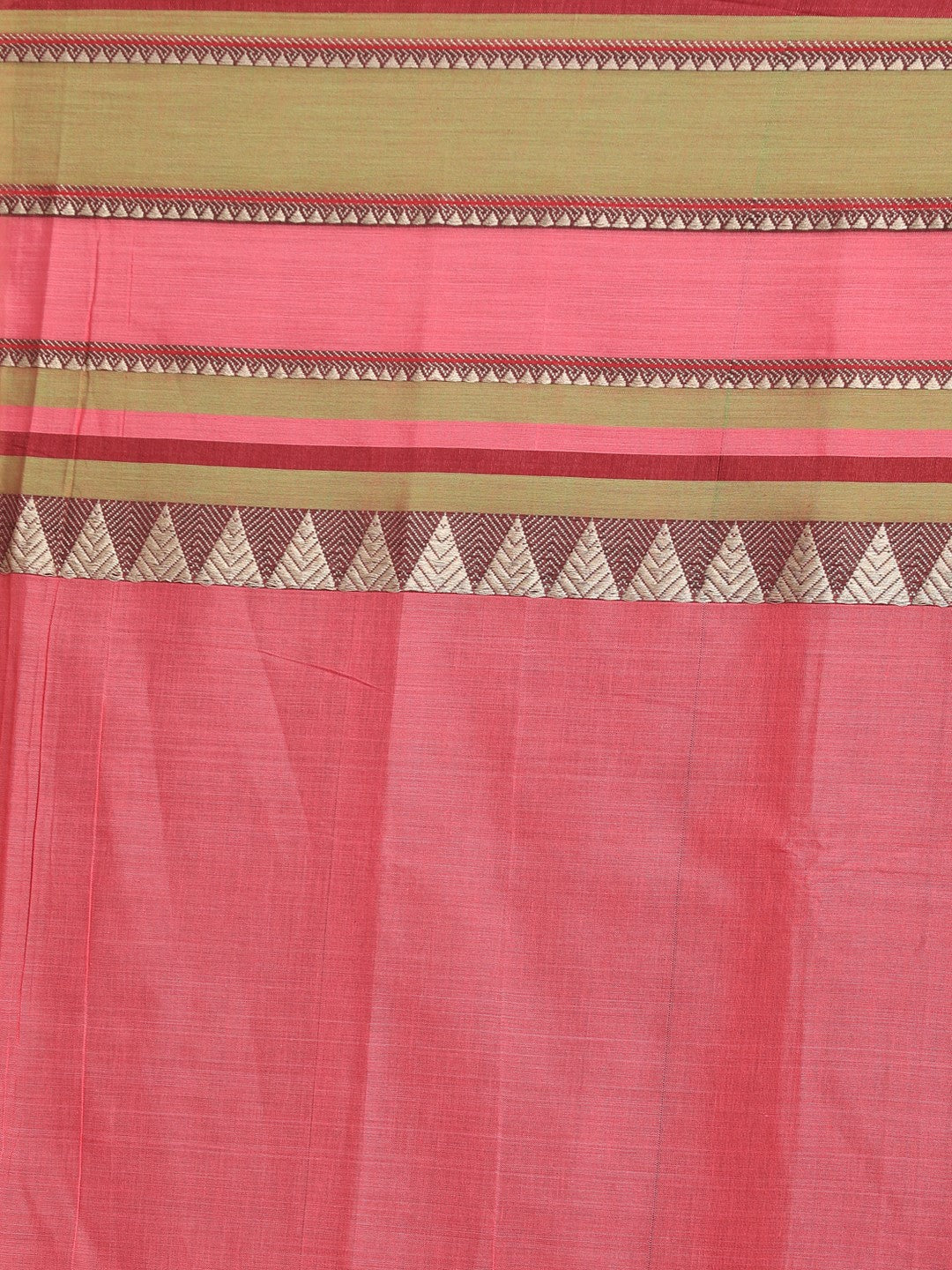 Indethnic Pink Pure Cotton Solid Saree - Saree Detail View