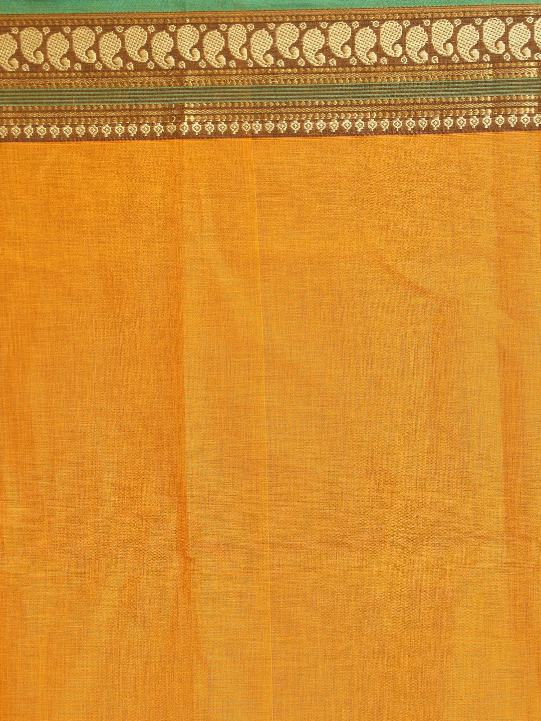Indethnic Yellow Pure Cotton Solid Saree - Saree Detail View