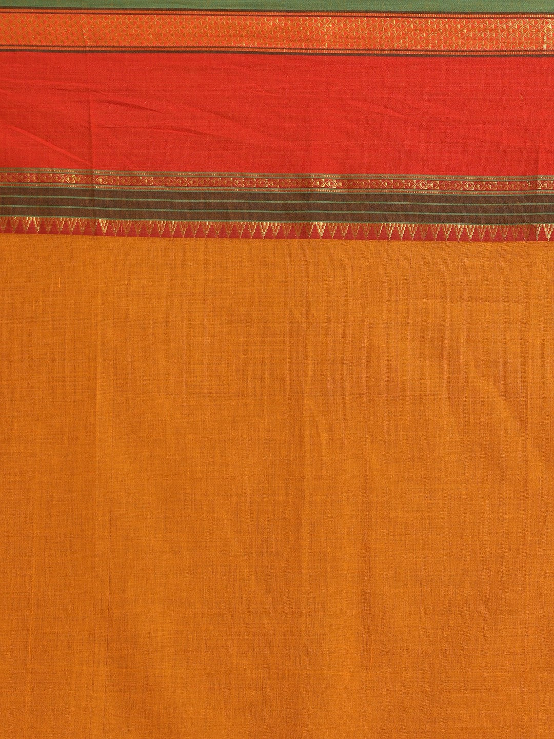 Indethnic Yellow Pure Cotton Solid Saree - Saree Detail View