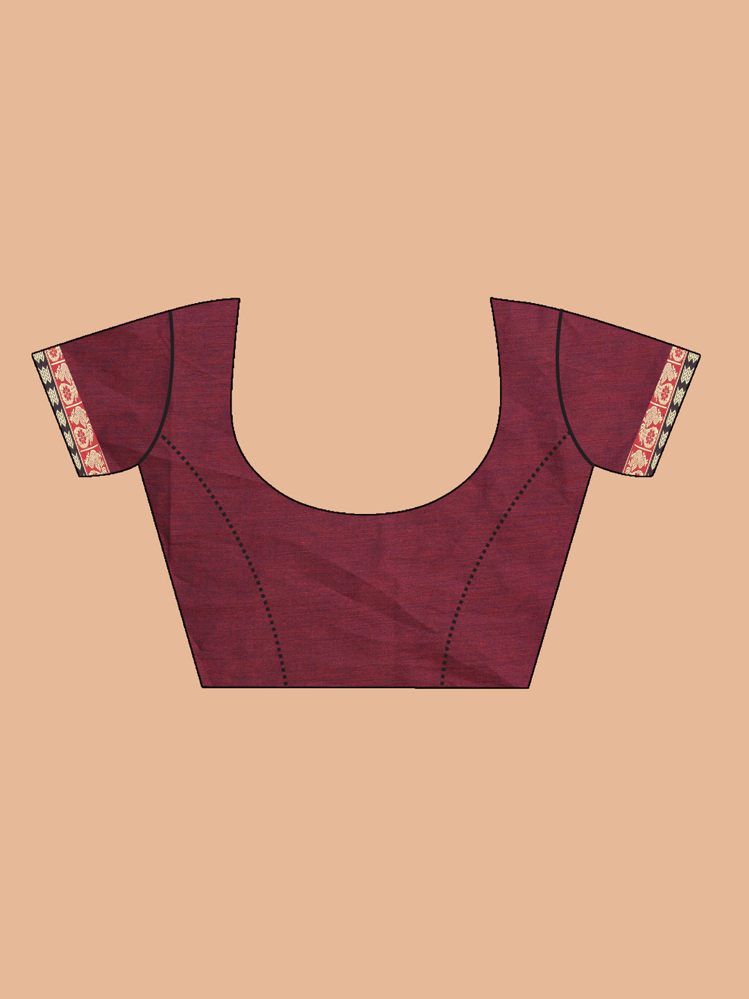 Indethnic Wine Pure Cotton Solid Saree - Blouse Piece View