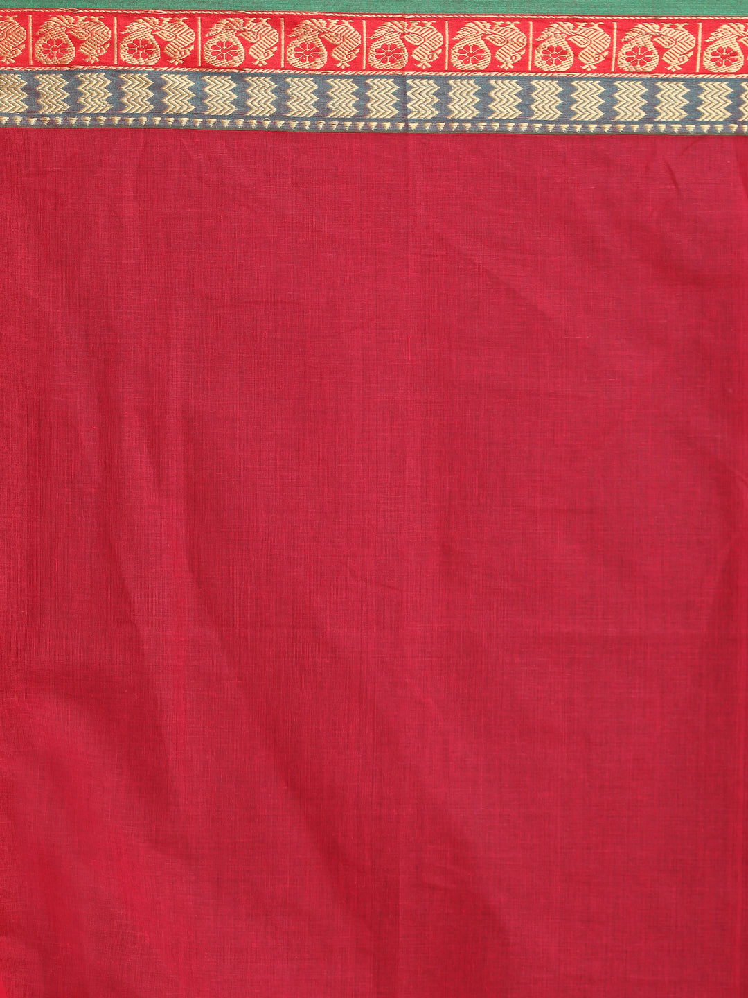 Indethnic Fuchsia Pure Cotton Solid Saree - Saree Detail View