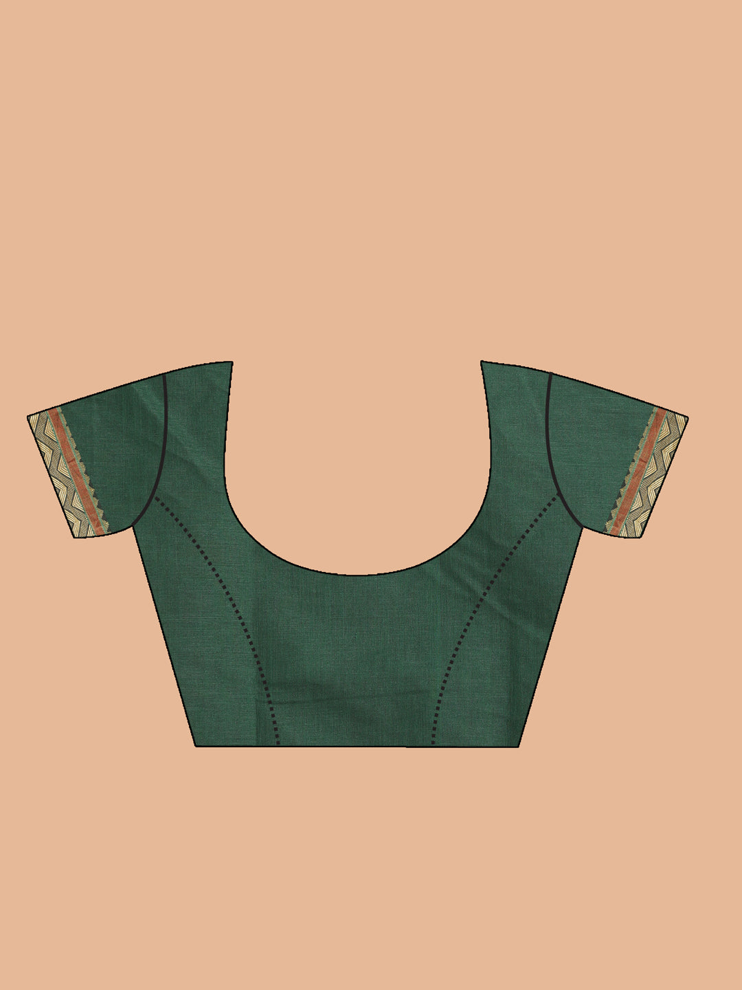 Indethnic Bottle Green Pure Cotton Solid Saree - Blouse Piece View