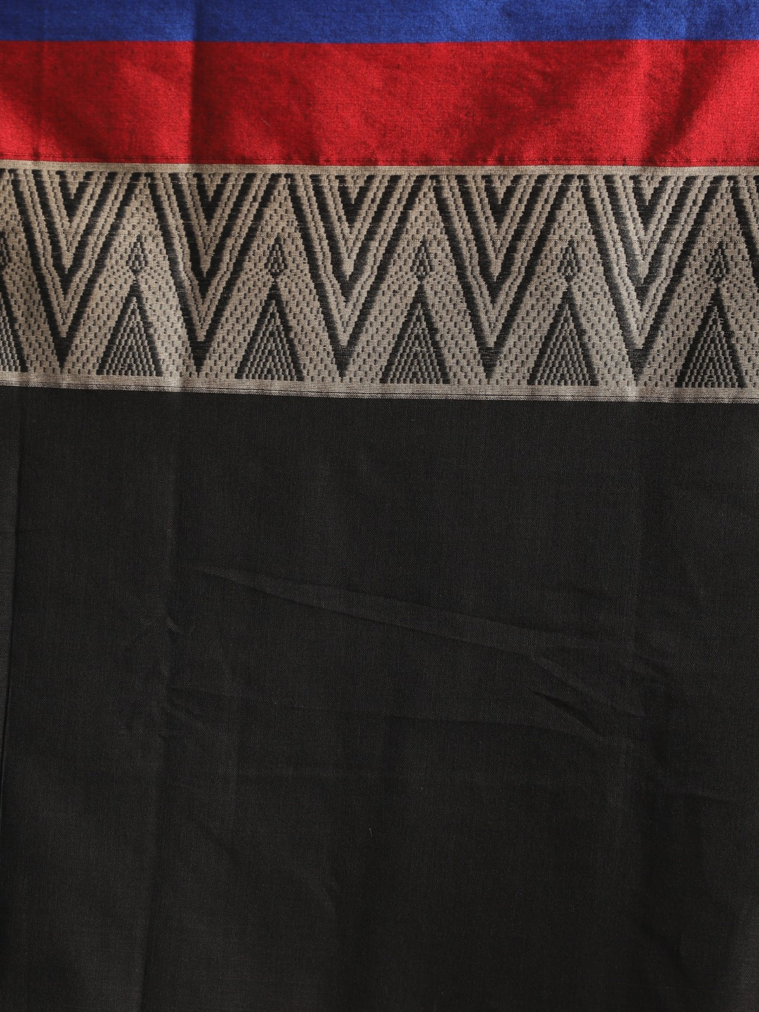 Indethnic Black Pure Cotton Woven Design Saree - Saree Detail View