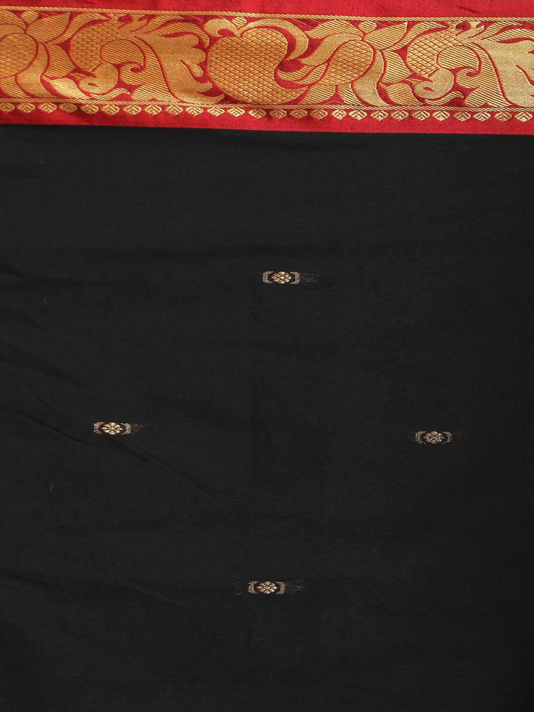 Indethnic Black Pure Cotton Woven Design Saree - Saree Detail View