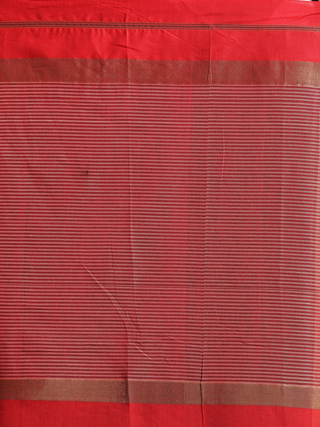 Indethnic Red Pure Cotton Woven Design Saree - Saree Detail View