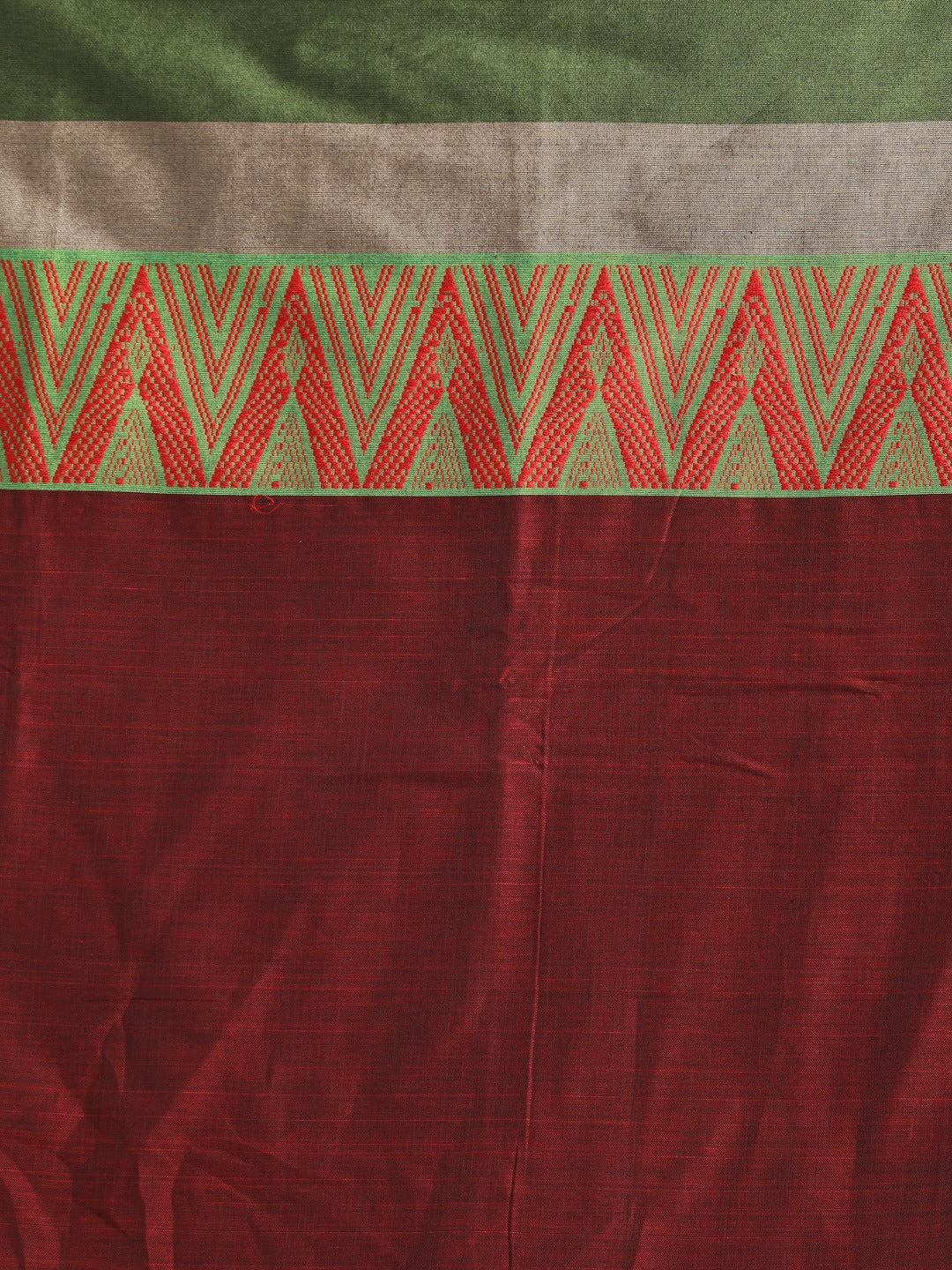 Indethnic Maroon Pure Cotton Woven Design Saree - Saree Detail View