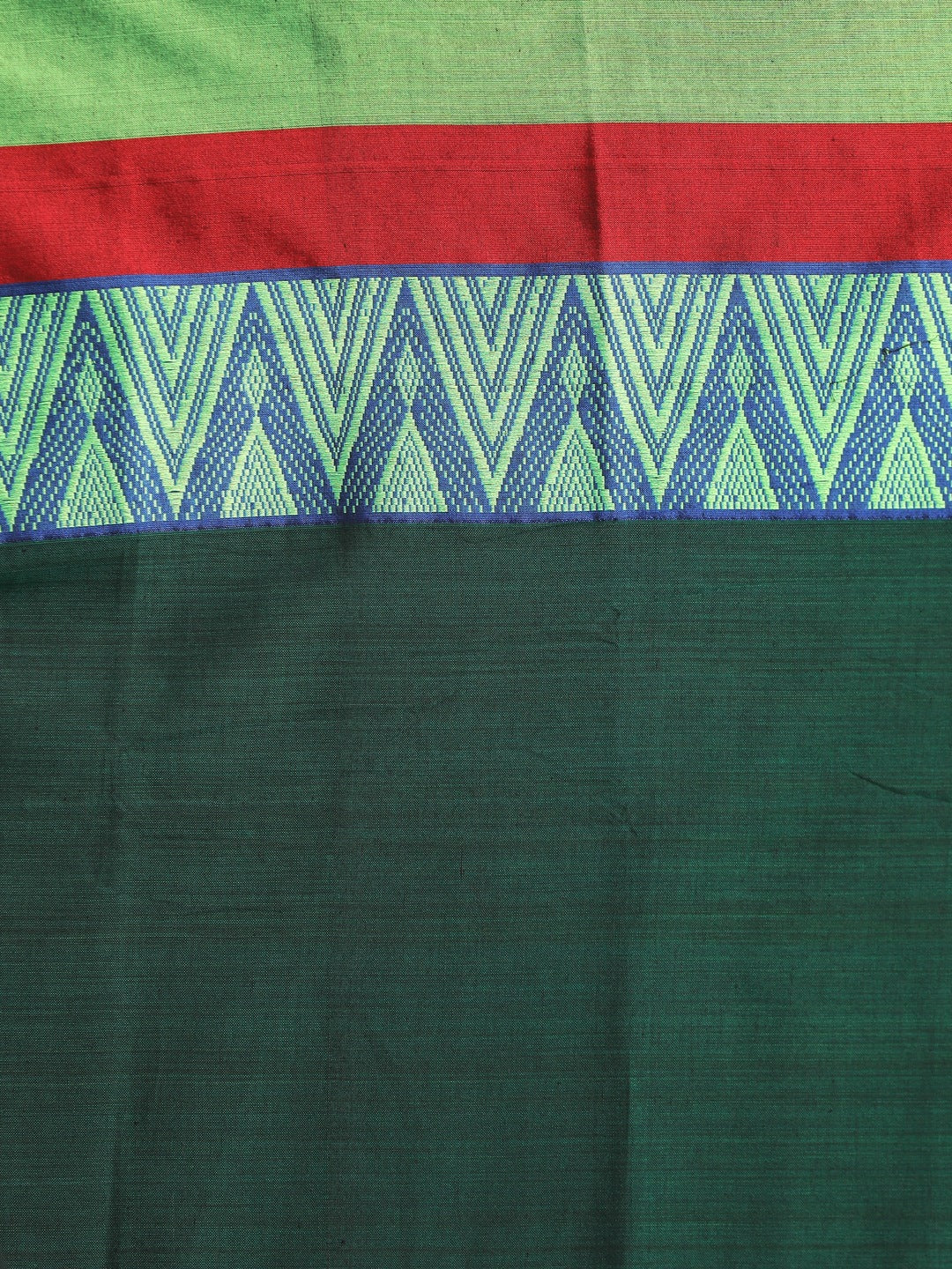 Indethnic Bottle Green Pure Cotton Woven Design Saree - Saree Detail View